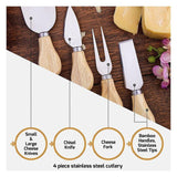 Bamboo Cheese Board and Cutlery Set with Slide Out Drawer
