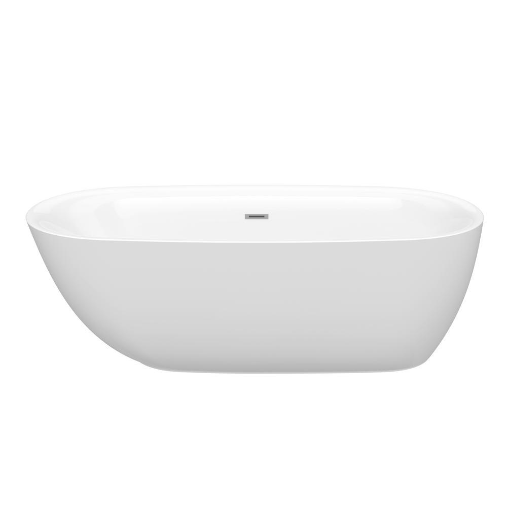 Ami 5.6 ft. Acrylic Flatbottom Freestanding Bathtub in Glossy White - Super Arbor