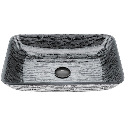 VIGO Titanium Handmade Glass Rectangle Vessel Bathroom Sink in Slate Grey - Super Arbor