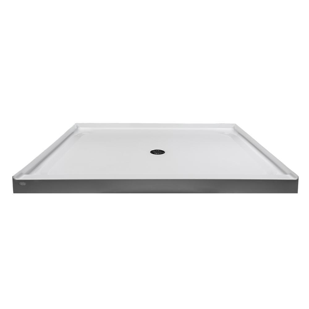60 in. x 42 in. Center Drain 3.19 in. Shower Base in White - Super Arbor