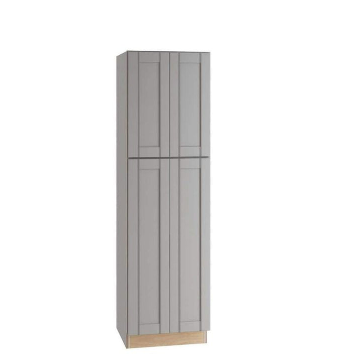 Home Decorators Collection Washington Veiled Gray Plywood Shaker Assembled Utility Pantry Kitchen Cabinet Soft Close 24 in W x 24 in D x 84 in H