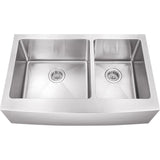 Farmhouse Apron Front Undermount 16-Gauge Stainless Steel 33 in. 60/40 Double Bowl Kitchen Sink with Grids and Drains
