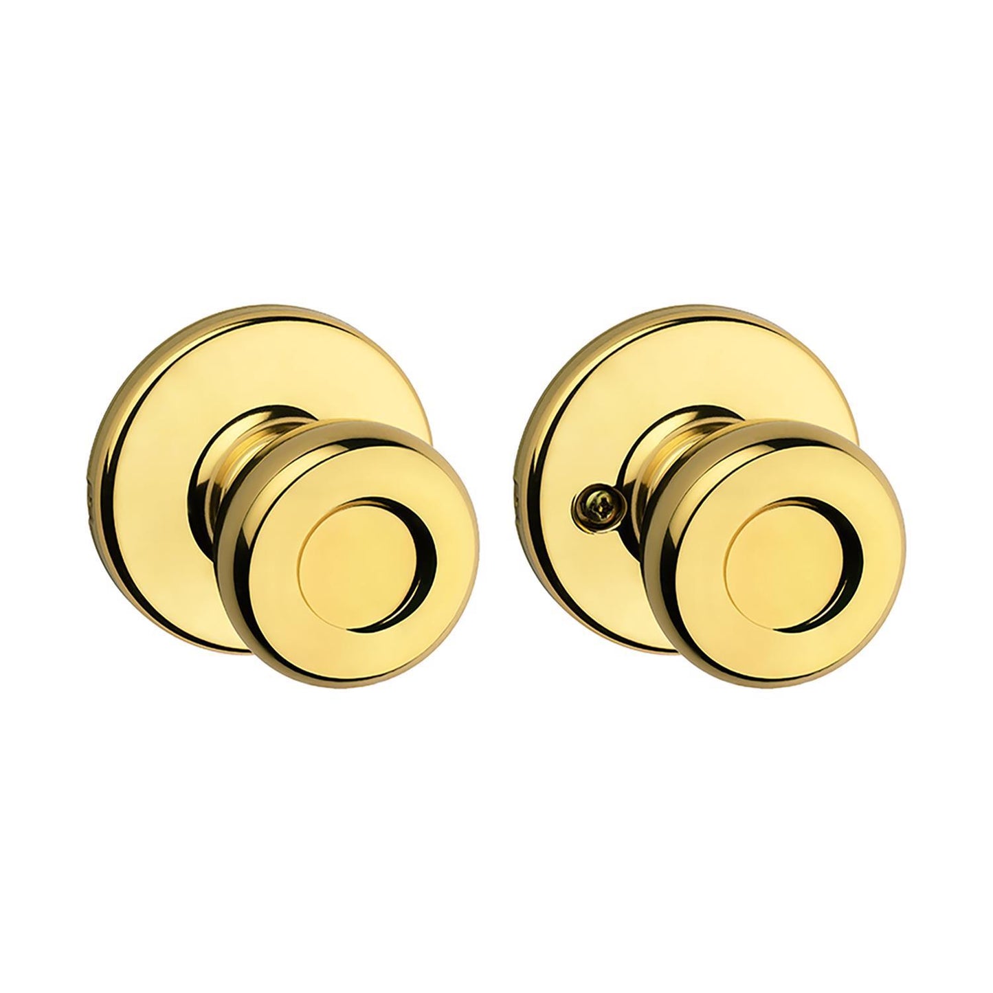 Kwikset Tylo Polished Brass Passage Door Knob, Universal Handing