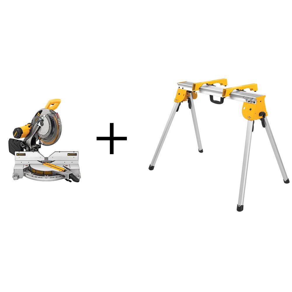 15 Amp Corded 12 in. Double-Bevel Compound Miter Saw with Heavy-Duty Stand - Super Arbor