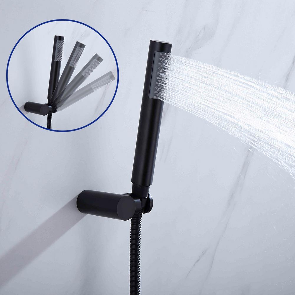 1-Spray Patterns with 1.5 GPM 10 in. Wall Mount Dual Shower Heads with Body Spray High Pressure in Matte Black - Super Arbor