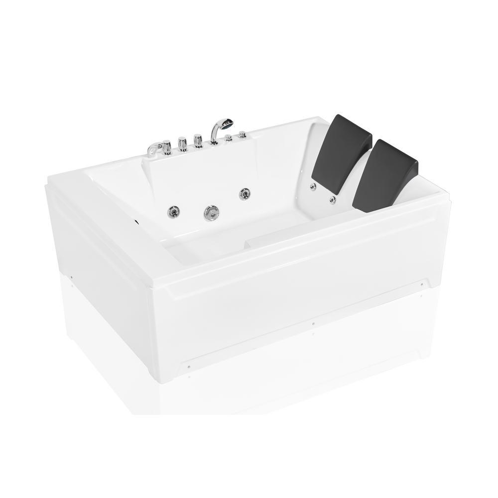 72 in. Acrylic Flatbottom Whirlpool Bathtub in White - Super Arbor
