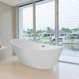69 in. Acrylic Freestanding Bathtub Flatbottom Stand Alone Tub with Contemporary Modern Design in Glossy White - Super Arbor