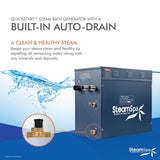 Oasis 10.5kW QuickStart Steam Bath Generator Package with Built-In Auto Drain in Polished Brushed Nickel - Super Arbor
