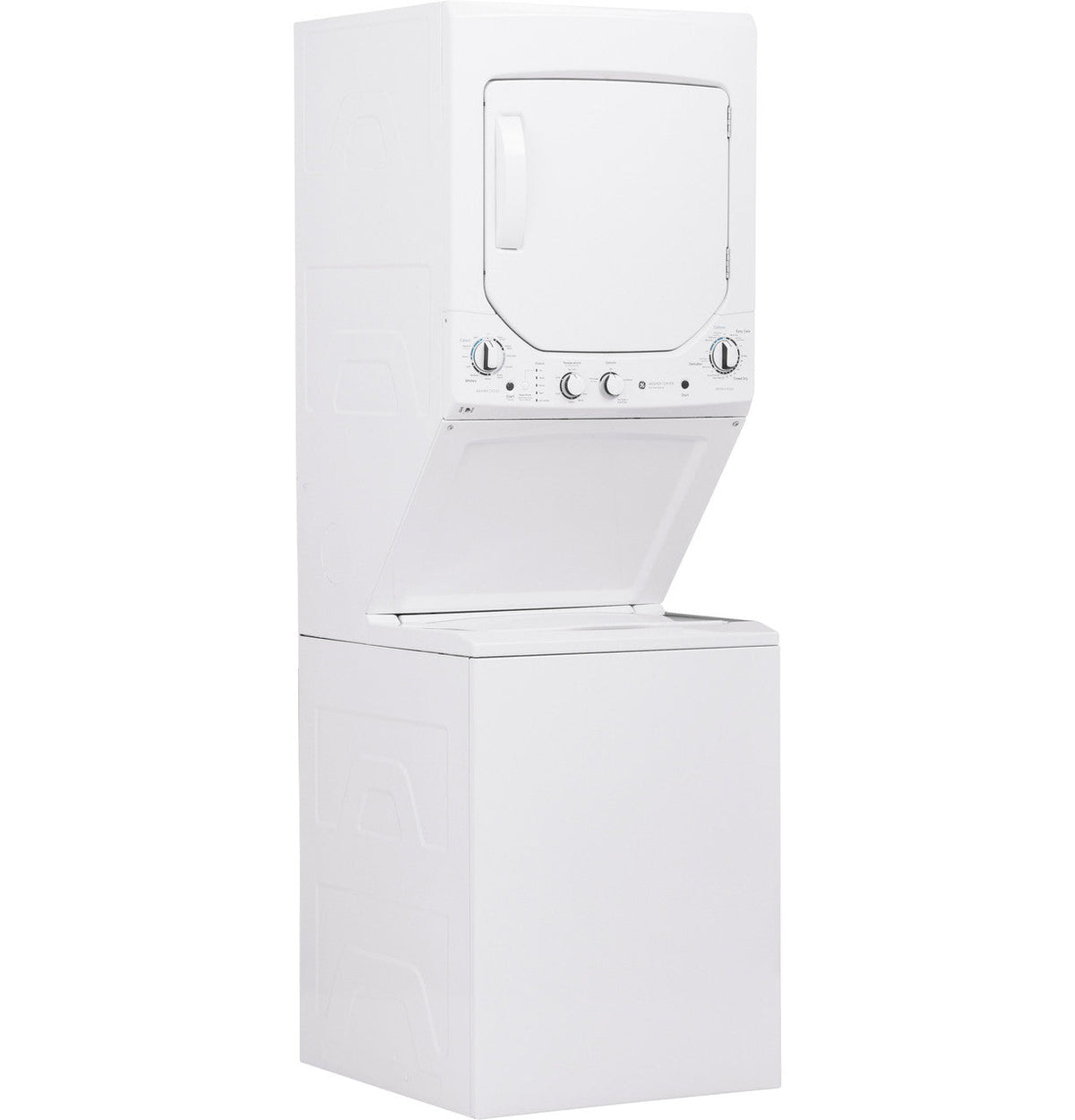 GE Gas Stacked Laundry Center with 2.3-cu ft Washer and 4.4-cu ft Dryer, Model GUD24GSSMWW