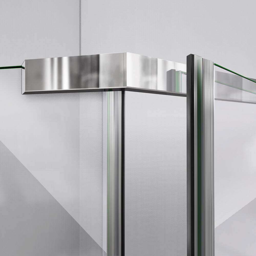 Prism 40-1/8 in. x 40-1/8 in. x 72 in. Semi-Frameless Neo-Angle Pivot Shower Enclosure in Brushed Nickel - Super Arbor