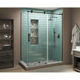 60 in. - 64 in. x 34 in. x 80 in. Frameless Corner Sliding Shower Enclosure Clear Glass in Oil Rubbed Bronze Left - Super Arbor