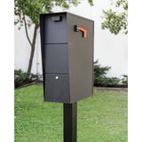 Vacation Black Post Mounted Locking Mailbox - Super Arbor