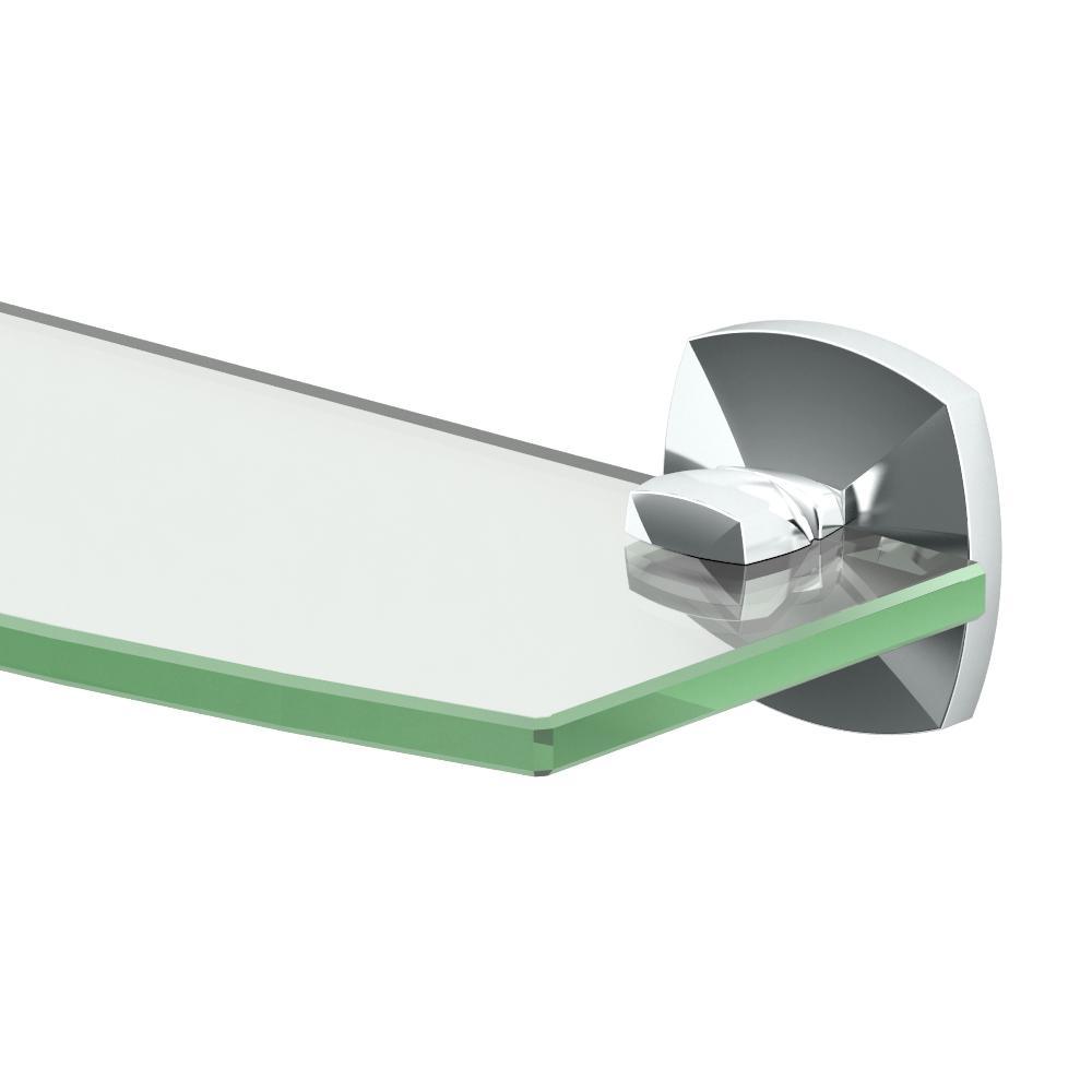 Jewel 21.5 in. L x 3.5 in. H x 5.5 in. W Glass Bathroom Shelf in Chrome - Super Arbor