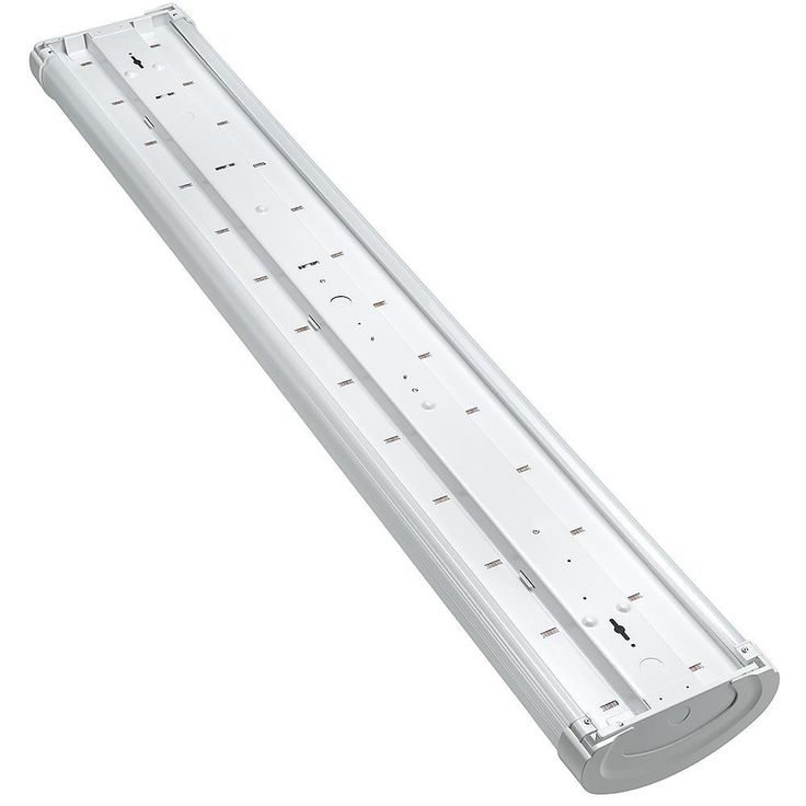 4 ft. 4300 Lumens Integrated LED White Commercial Wraparound Light Multi-Volt Dimmable Captive Hinged Lens Row Mount