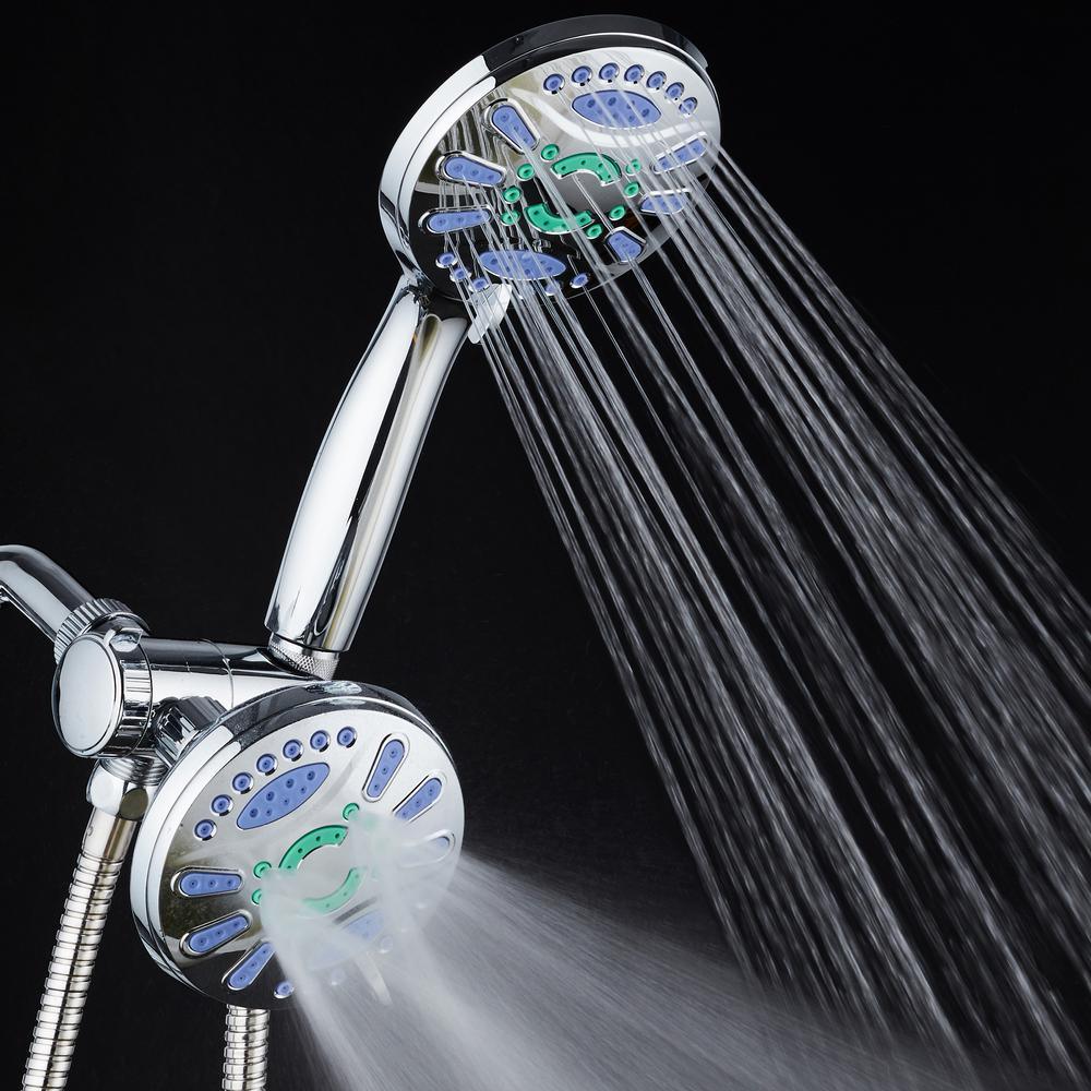 Antimicrobial 48-Spray 4.3 in. High Pressure 3-Way Dual Shower Head and Handheld Shower Head Combo in Chrome - Super Arbor