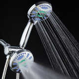Antimicrobial 48-Spray 4.3 in. High Pressure 3-Way Dual Shower Head and Handheld Shower Head Combo in Chrome - Super Arbor