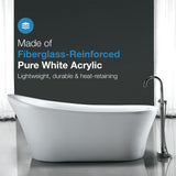 Rachel 70 in. Acrylic Slipper Flatbottom Non-Whirlpool Reversible Drain Bathtub in White - Super Arbor