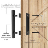 12 in. Black Square Pull and Flush Sliding Barn Door Handle Set - Super Arbor