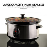 3.7 Qt. Stainless Steel Electric Slow Cooker with Heat-Tempered Glass Lid, Adjustable Temperature Control, (SLO35ABR)