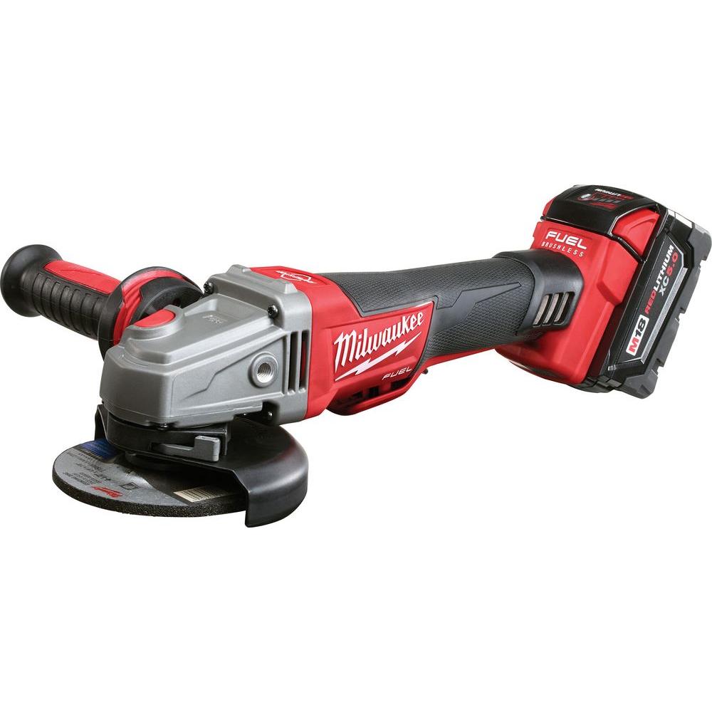 M18 FUEL 18-Volt Lithium-Ion Brushless Cordless 4-1/2 in./5 in. Braking Grinder Kit w/Two 5.0Ah Batteries and Hard Case - Super Arbor
