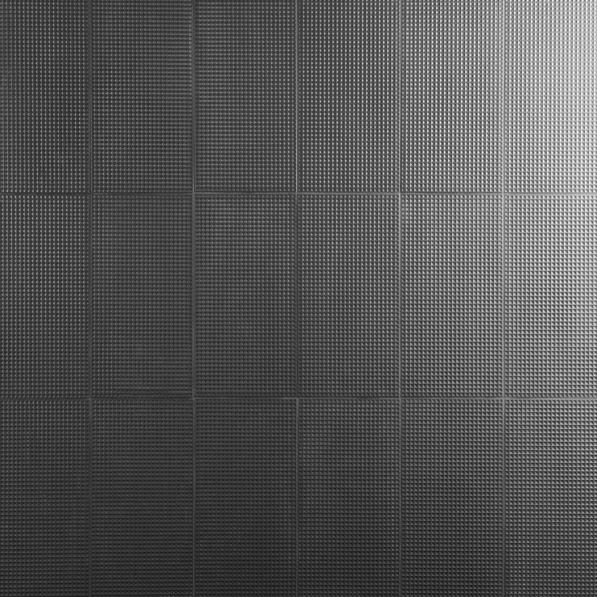 Kinzie Waffle Charcoal Black 8x16 Textured Matte Ceramic Tile by Lux Tile