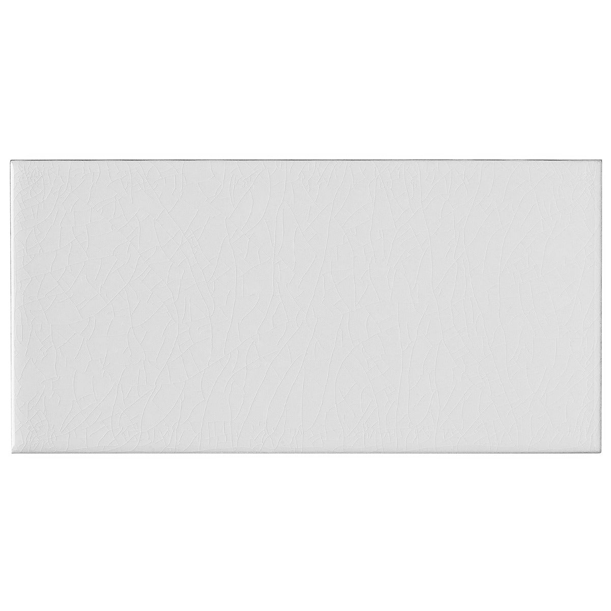 Seaside Cotton White Crackled Glossy Ceramic Tile - 4x8