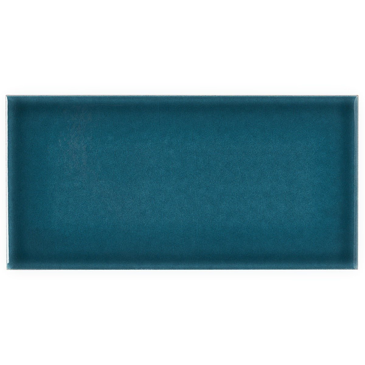 Seaside Marine Blue Crackled Glossy Ceramic Tile - 4x8 Inch
