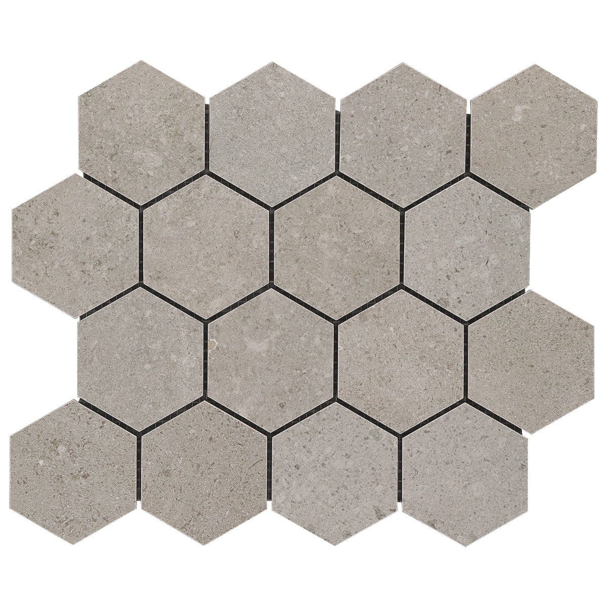New Rock Fumo Light Gray 3" Hexagon Matte Porcelain Mosaic Tile