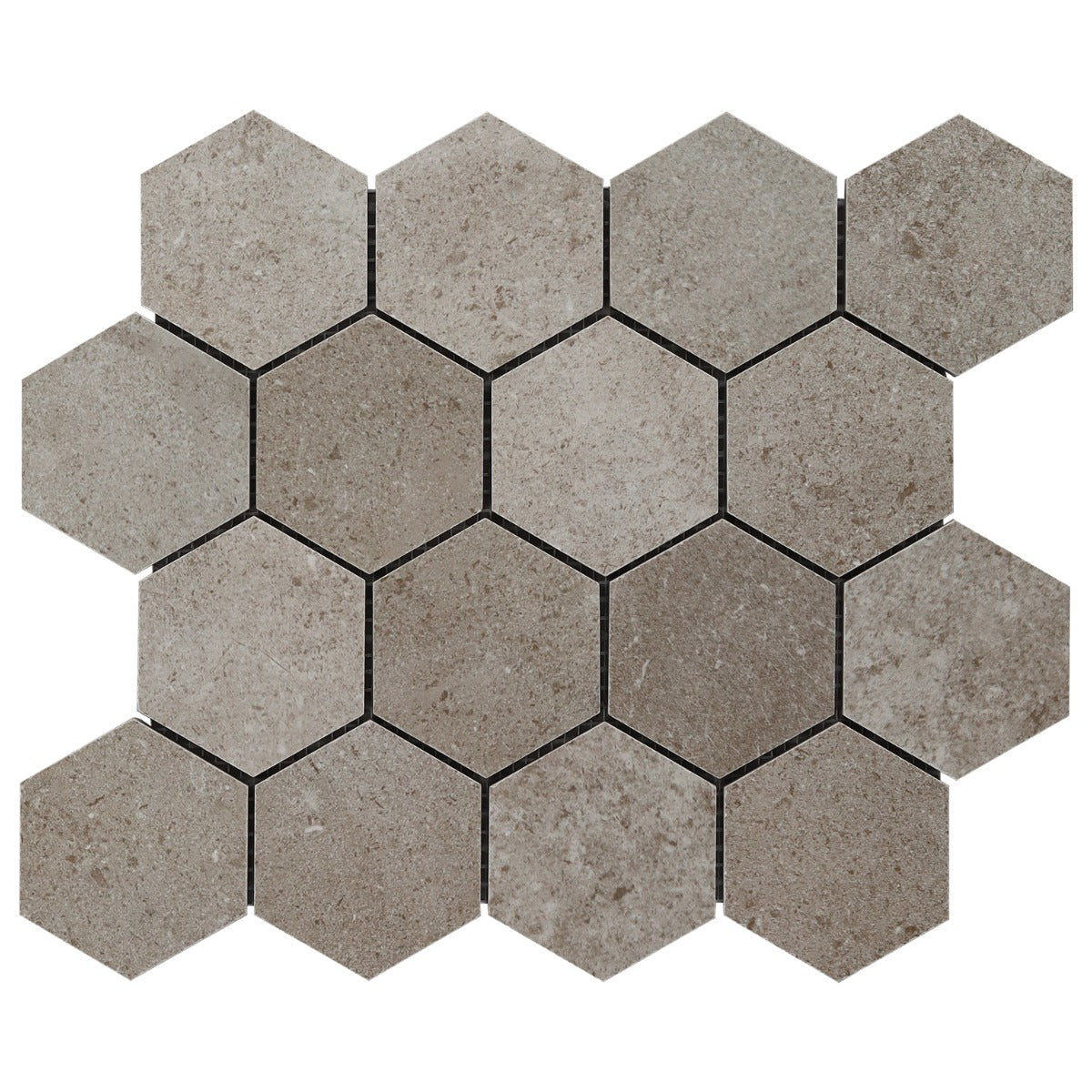 Lux Tile New Rock Tortora Beige 3" Hex Matte Porcelain Mosaic Tile