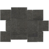 Acadia French Pattern Charcoal Black Matte Porcelain Mosaic Tile - Lux Tile