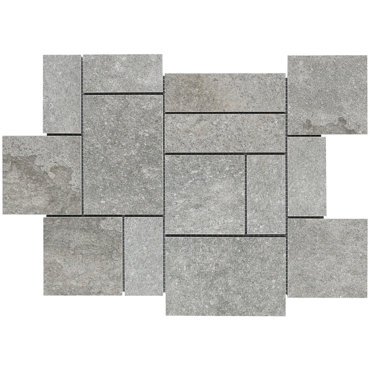 Acadia French Pattern Gray Porcelain Mosaic Tile - Lux Tile