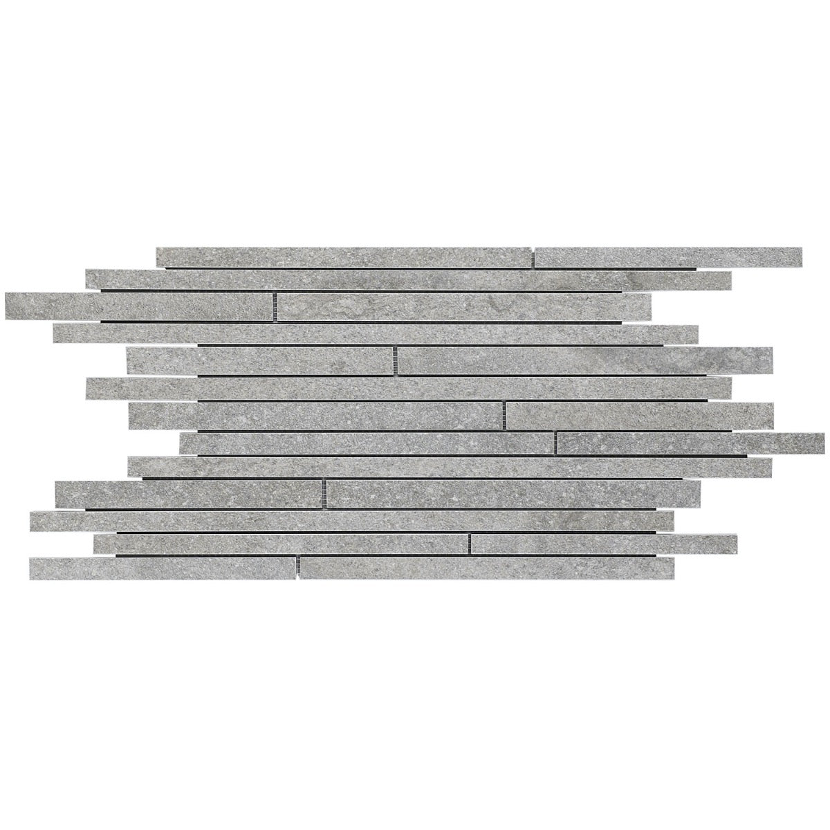 Acadia Thin Strip Slate Gray Matte Porcelain Mosaic Tile - Lux Tile