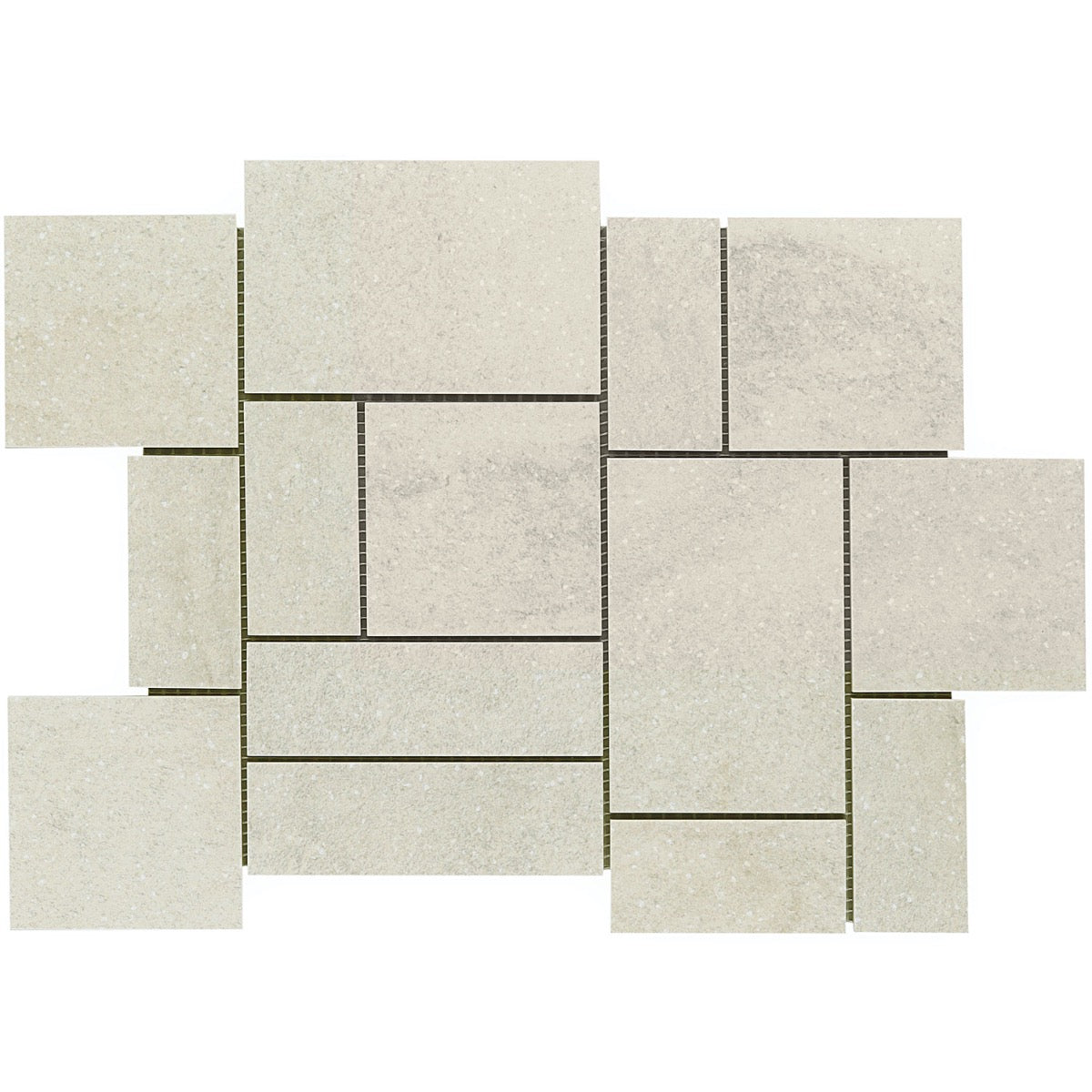 Acadia French Pattern Linen White Matte Porcelain Mosaic Tile - Tilebar