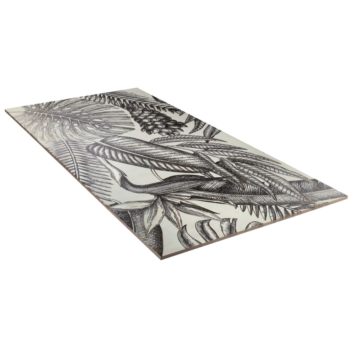 Paula Purroy Gardenia Black and White 24x48 Porcelain Tile
