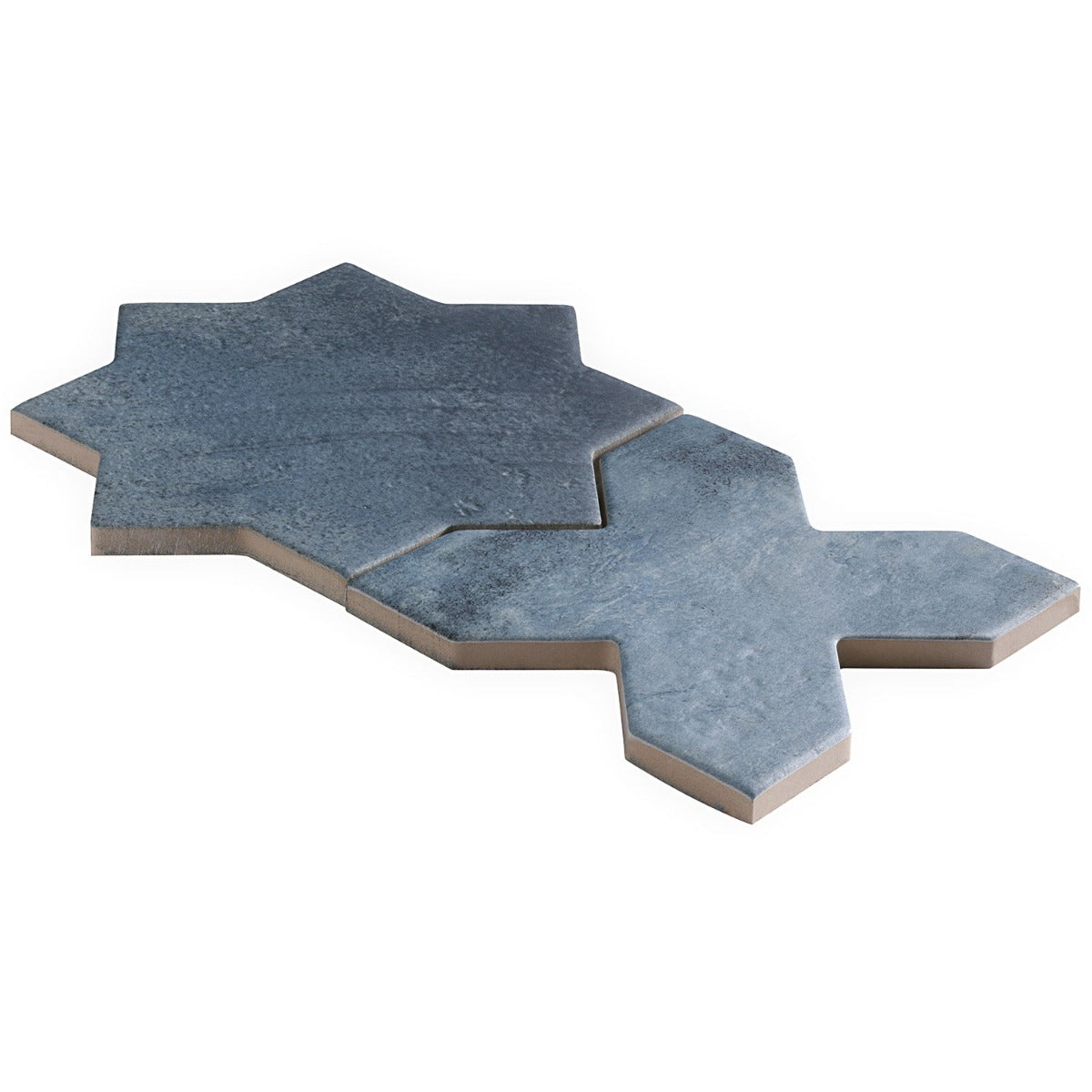 Parma Denim Blue Matte Star and Cross 6" Terracotta Look Porcelain Tile