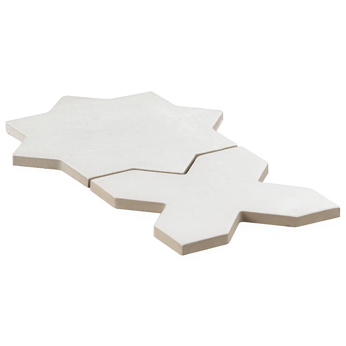 Parma White Matte Star and Cross 6" Terracotta Look Porcelain Tile
