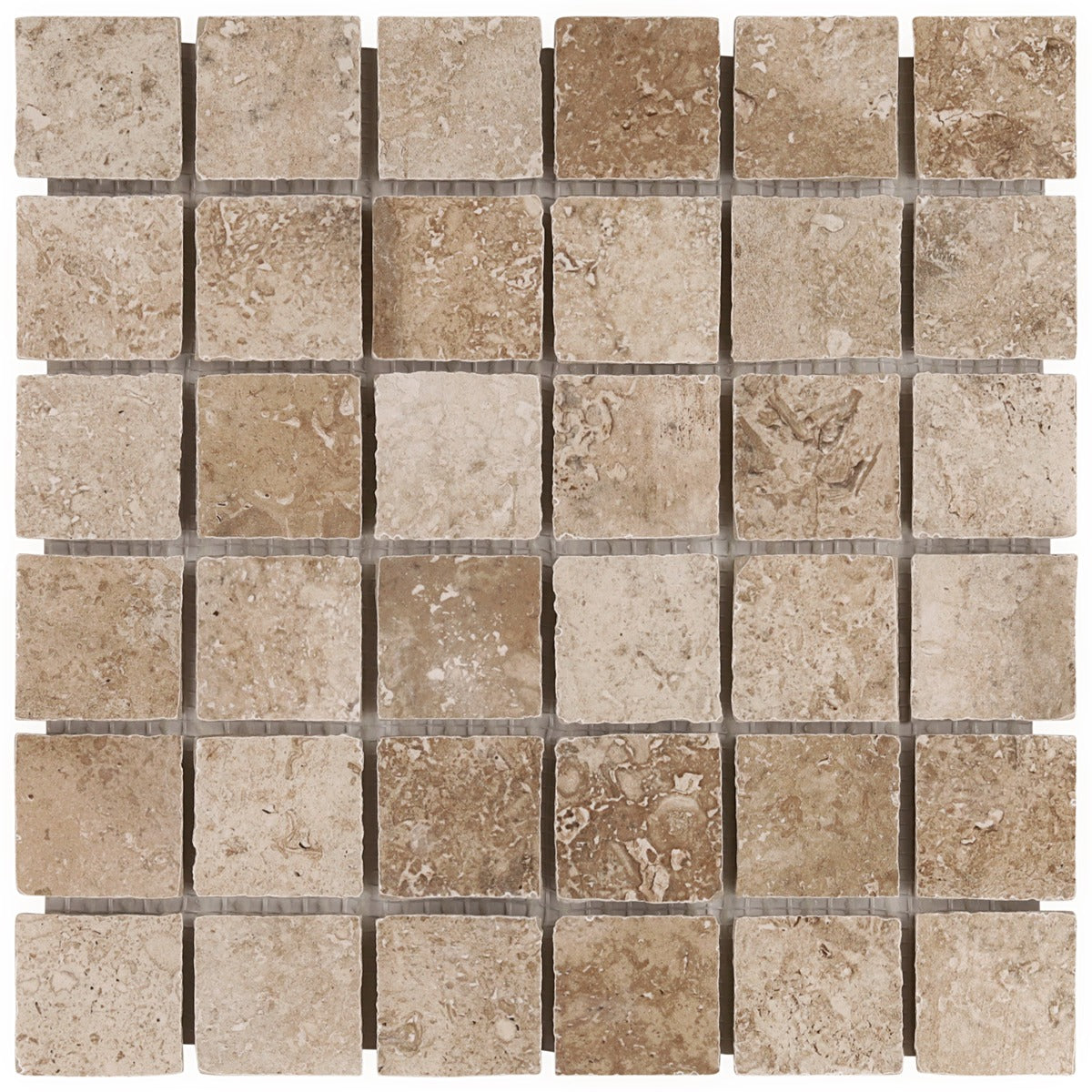 Seville Delfi Beige 2x2 Porcelain Mosaic Tile - Travertine Look