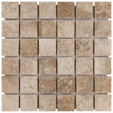 Seville Delfi Beige 2x2 Porcelain Mosaic Tile - Travertine Look