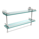 22 in. L  x 12 in. H  x 5 in. W 2-Tier Clear Glass Bathroom Shelf with Towel Bar in Polished Chrome - Super Arbor