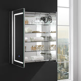 Spazio 30 in. W x 36 in. H Recessed or Surface Mount Medicine Cabinet with LED Lighting and Mirror Defogger - Super Arbor