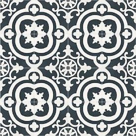 DELLA TORRE Cementina Black and White 8-in x 8-in Ceramic Tile (Common: 8-in x 8-in; Actual: 7.87-in x 7.87-in) - Super Arbor