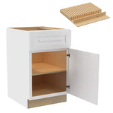Home Decorators Collection Grayson 21 in. W x 24 in. D x 34.5 in. H Assembled Plywood Base Kitchen Cabinet in Pacific White with Knife Block RH