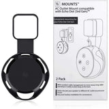 AC Outlet Wall Mount Compatible with Echo Dot (3rd Gen) - Flexible Mounting for Your Alexa Smart Speaker (2-Pack, Black) - Super Arbor