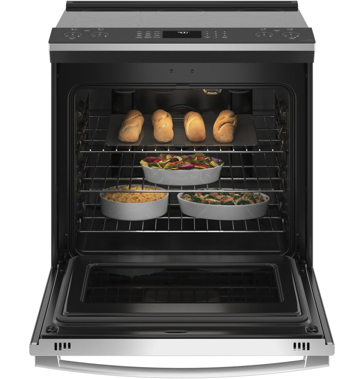 GE Profile 5.3 cu. ft. Electric Range with Steam-Cleaning Convection Oven and Air Fry in Stainless Steel