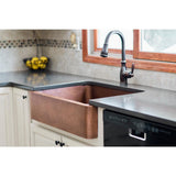 Lange Farmhouse Apron Front Pure Copper Sink 32 in. Single Bowl Kitchen Sink in Antique Copper - Super Arbor
