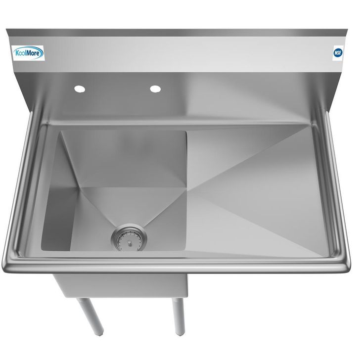 Freestanding Stainless Steel 33 in. 2-Hole Single Bowl Commercial Kitchen Sink