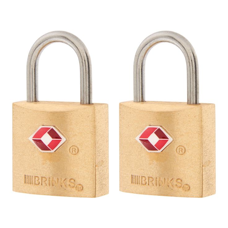 Brink's 22mm TSA Solid Brass Travel Padlock, 2-Pack