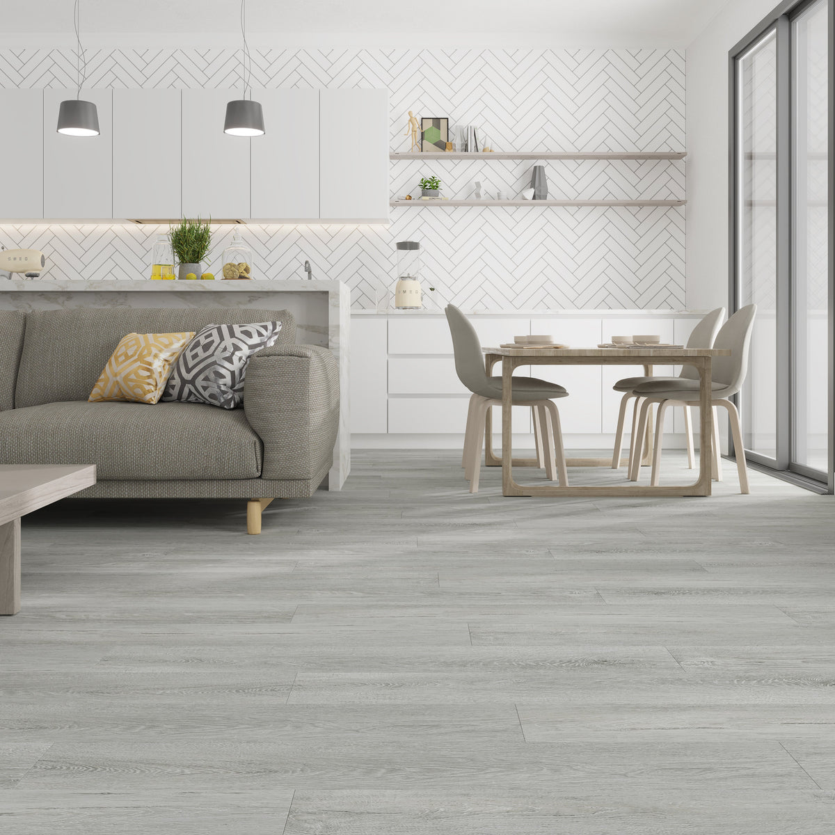 Lucida USA MaxCore Pro Greywolf Gray 20-mil x 7-3/32-in W x 48-in L Waterproof Interlocking Luxury Vinyl Plank Flooring (24.5-sq ft/ Carton)