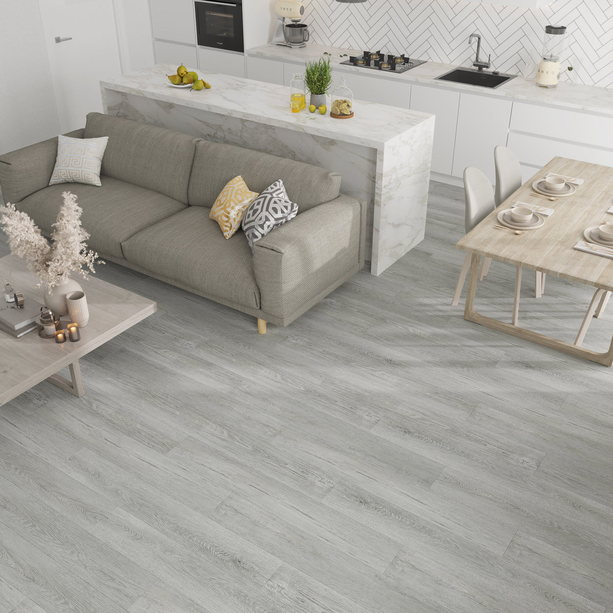 Lucida USA MaxCore Pro Greywolf Gray 20-mil x 7-3/32-in W x 48-in L Waterproof Interlocking Luxury Vinyl Plank Flooring (24.5-sq ft/ Carton)
