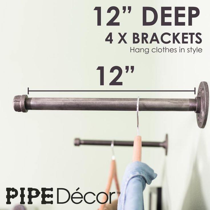 1/2 in. x 1 ft. L Black Pipe Wall Mounted Clothing Bracket Kit (Set of 4)